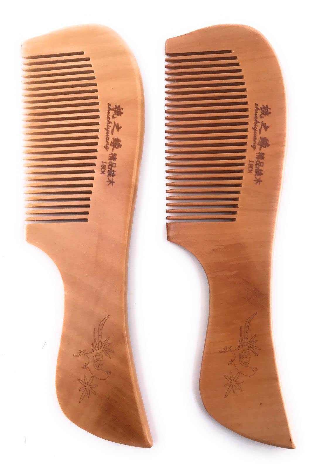 COSLUXE Wooden hair comb for women Wooden Comb Hair Comb, Natural Anti Static Massage Comb with Fine and Wide Tooth for Men Women 1-Handle Comb, 2 Pcs