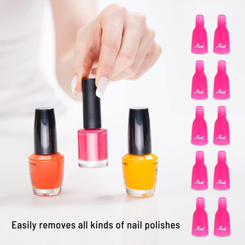 NAILWIND Nail Polish Remover Clips 10Pcs Professional Plastic Acrylic Nail Art Polish Remover Clips UV Gel Wrap Cleaner Soak Off Cap Clip Multicolour - Image 6