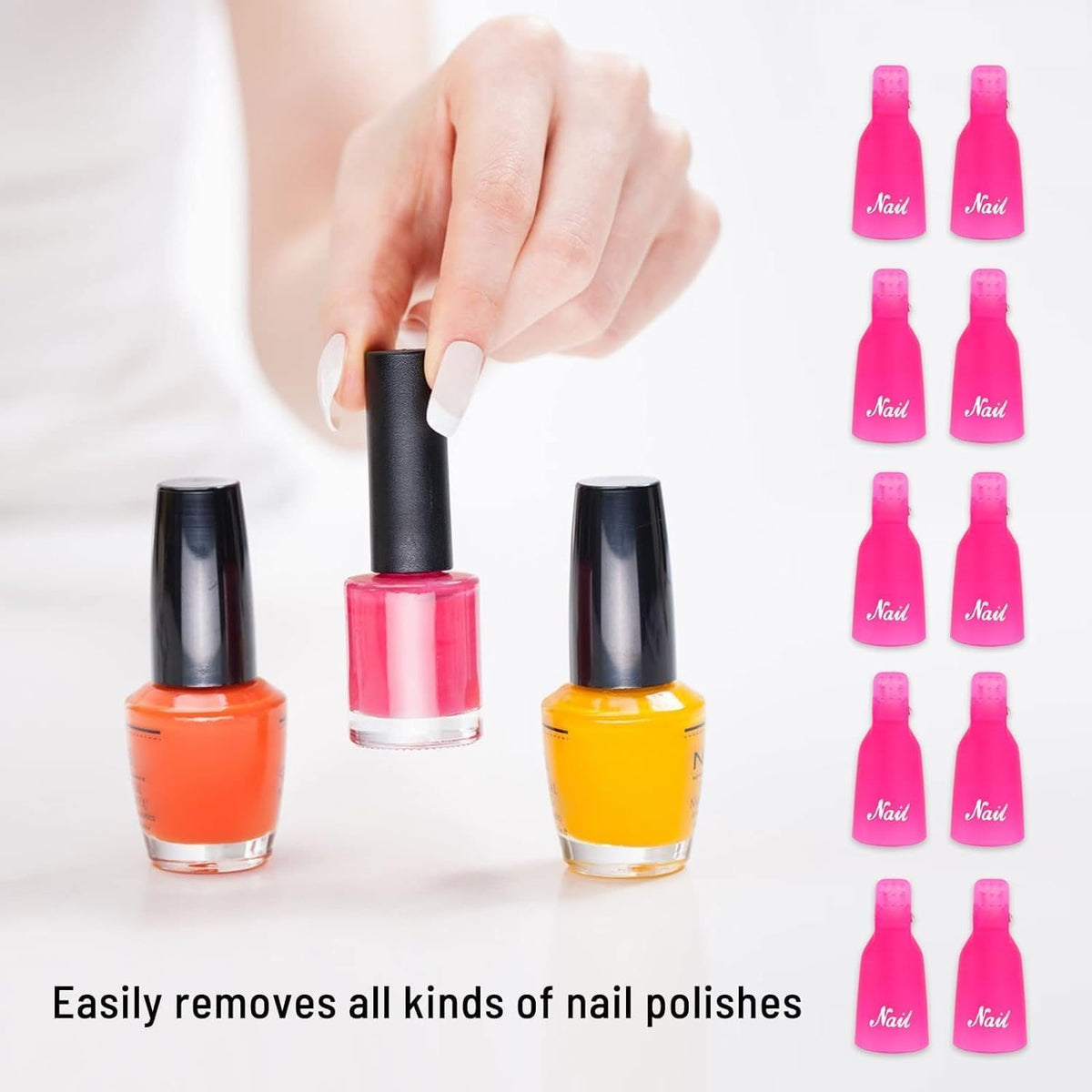 NAILWIND Nail Polish Remover Clips 10Pcs Professional Plastic Acrylic Nail Art Polish Remover Clips UV Gel Wrap Cleaner Soak Off Cap Clip Multicolour - Image 6