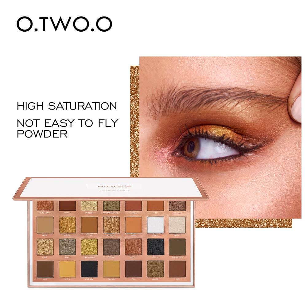 O TWO O 28 Colors Eyeshadow Palette,Shiny Matte Glitter Smoky Eyes Waterproof Eye Shadow Pallete High Pigment Metallic Makeup 35g - Image 8