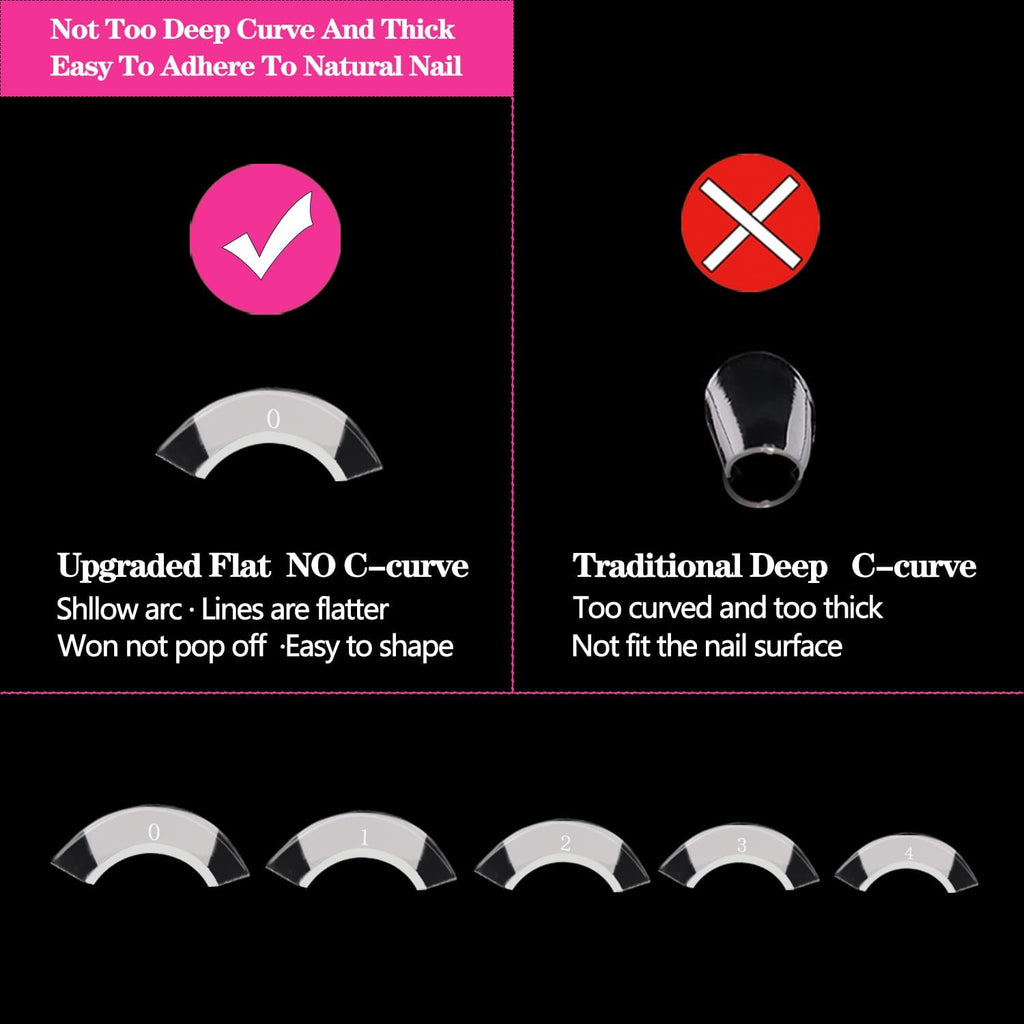 NAILWIND Extra Long Coffin Nail Tips No C Curve 240 Pieces XXXL Clear Acrylic Nails Tips, Half Cover Long Coffins Press on Nail, Flat Acrylic Nail Tips False Nails for Nail Salon Home DIY, 12 Sizes - Image 4