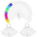 COSLUXE Fan-shaped Nail Art Tips Display Polish Board Display Practice Sticks Tool with Metal Screw Split Ring Holder (Clear, 50 Pcs set)