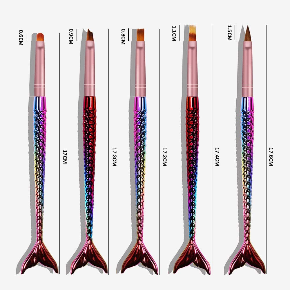 NAILWIND 5pcs Acrylic Nail Art Brush Set - Multicolor Nylon Round Heads - Plastic Handle - UV Gel Builder & DIY Tools - Image 3