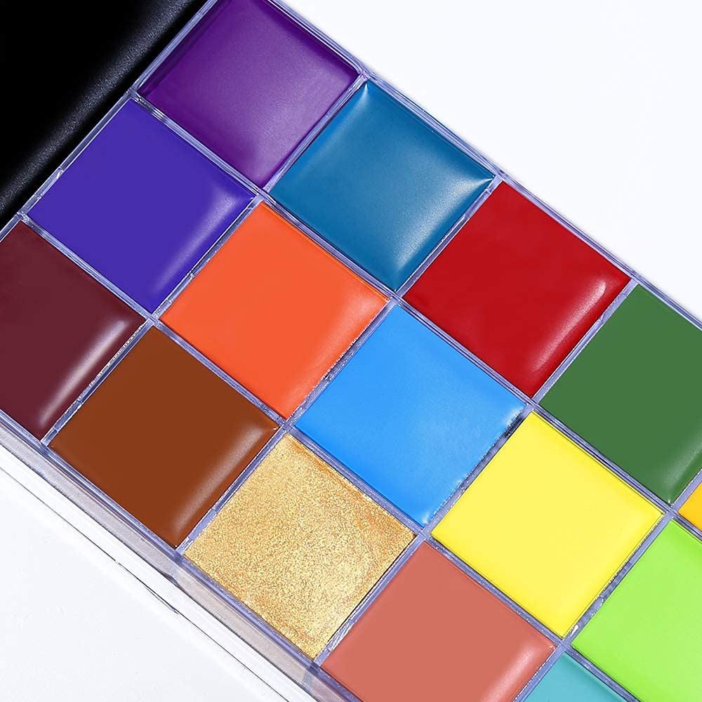 UCANBE Athena Face Body Paint Oil Palette, Professional Flash Non Toxic Safe Tattoo Halloween FX Party Artist Fancy Makeup Painting Kit For Kids and Adult, Red, blue,green,pink,black,white - Image 5