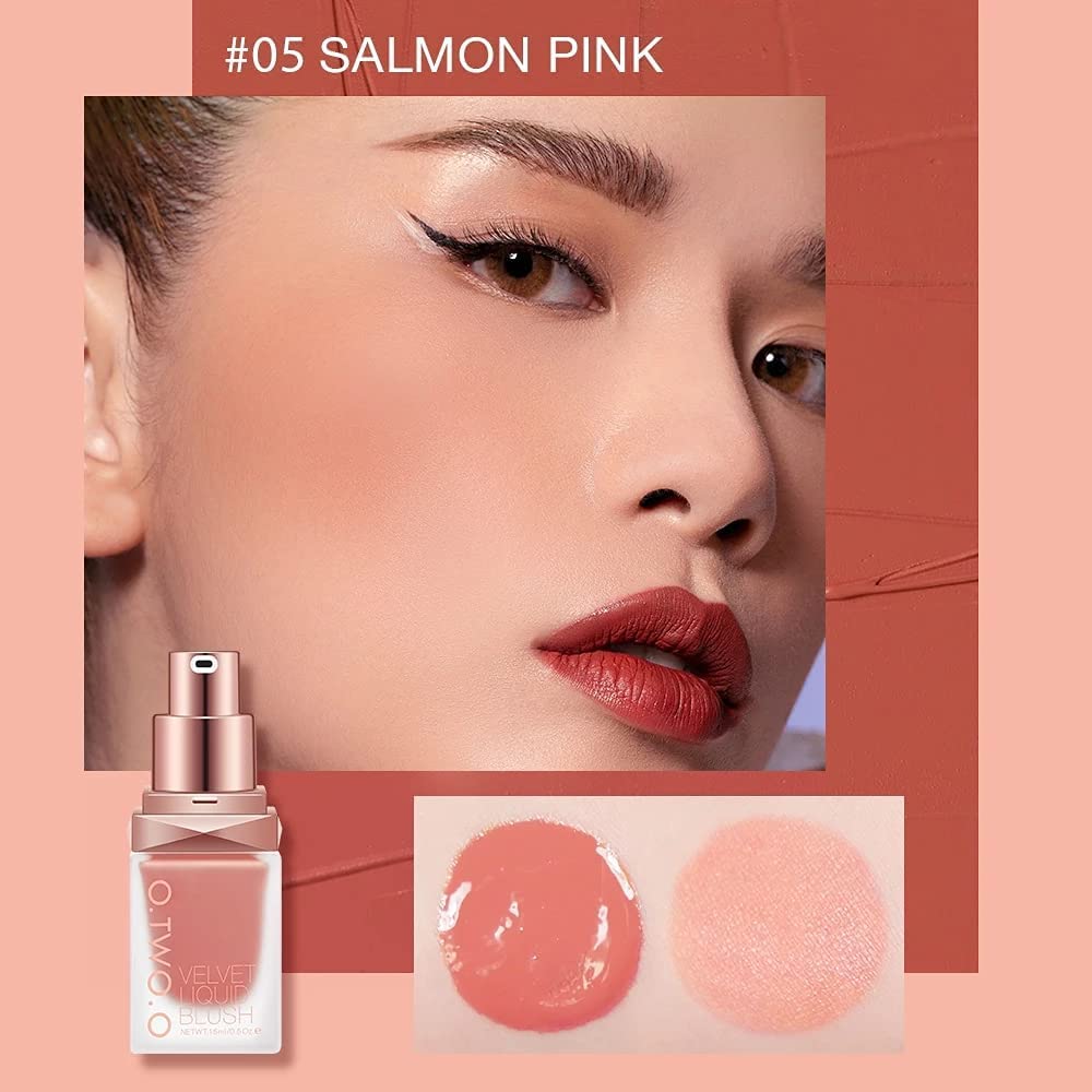 COSLUXE O TWO O Velvet Liquid Blush,Face Blusher,Long-lasting Makeup Blush,15g 03-ROSE BENGAL - Image 4