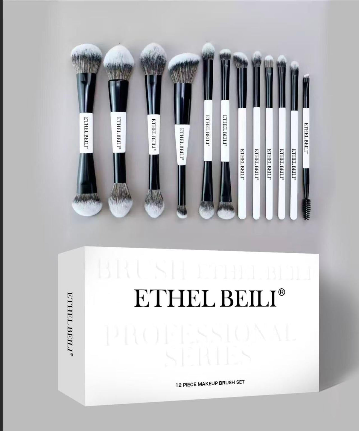 BEILI Make Up Set, 12-Piece Professional Makeup Brush Set, 18-in-12 Brush with Two Ends for Powder, Foundation, Concealer, Eyebrows, Eyeshadow, Contour, Eyeliner, Blender Brush