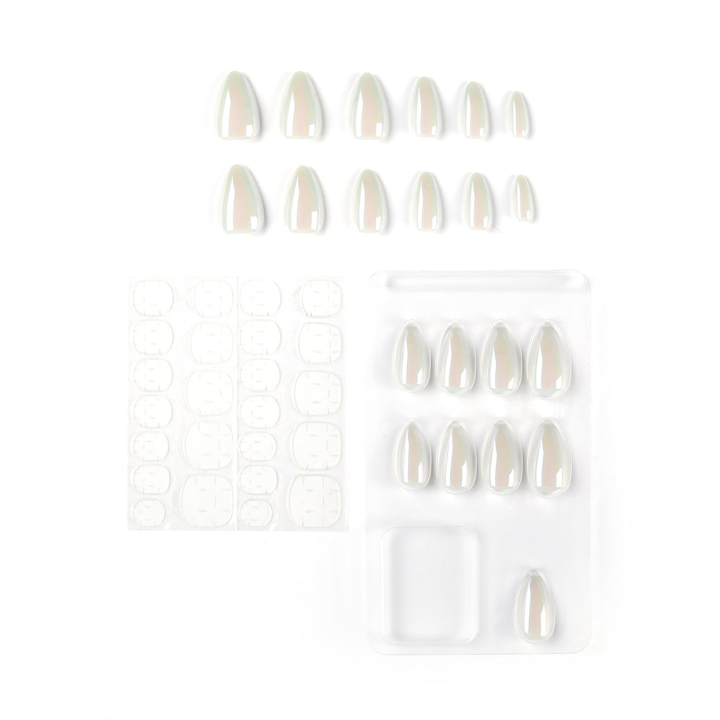 NAILWIND Almond Press On Nails Medium, Soft Gel Mirror Designs Glossy Ombre Nails with Nail Glue, Semi-Transparent Reusable Glue On in 15 Sizes - 30PCS Stick On Nail Kit, Acrylic Nail for Women 25 - Image 4