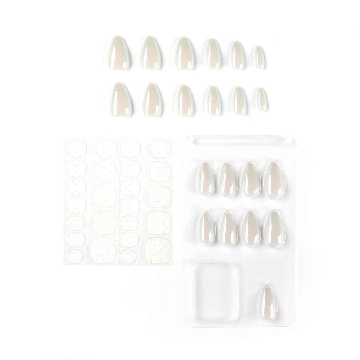 NAILWIND Almond Press On Nails Medium, Soft Gel Mirror Designs Glossy Ombre Nails with Nail Glue, Semi-Transparent Reusable Glue On in 15 Sizes - 30PCS Stick On Nail Kit, Acrylic Nail for Women 25 - Image 4