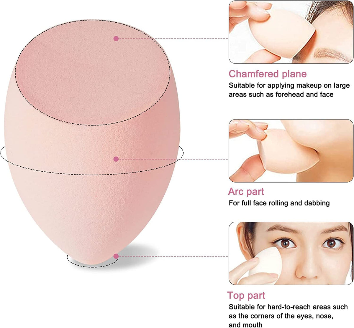 COSLUXE 4 Pcs Makeup Sponge Beauty Blender with Egg Case with 4 Pcs Powder Puff Triangle Soft Powder Sponge Reusable Cosmetic Foundation Wet Dry Makeup Set Multi-colored - Image 5
