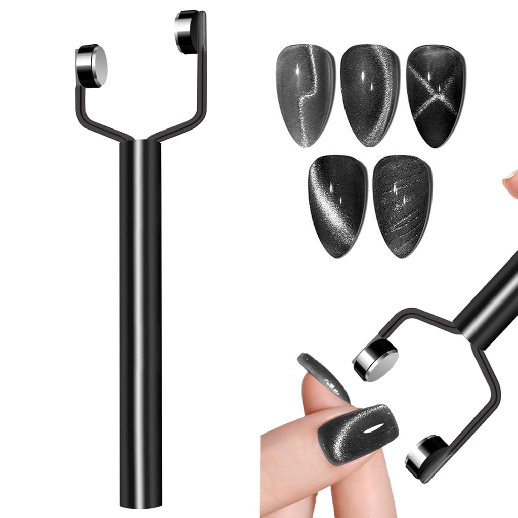 NAILWIND 3 IN 1 Nail Magnet Tool Y Shape Cat Eye Gel Polish Nail Magnet Pens, Powerful Force 3D Magnetic Double Head Multifunctional Design Portable Handheld for Salon Studio Home Manicure
