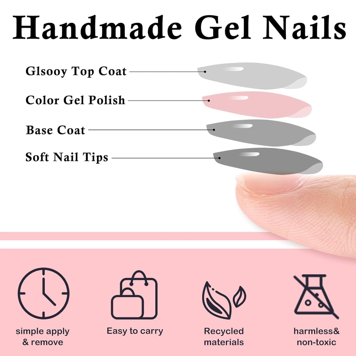 NAILWIND 120 Pcs Soft Gel Nails | Medium Round Artificial Nails Extensions | Combo in 5 Colors With Glue Stickers | Acrylic Nails Press ons for Women Girls (08) - Image 3