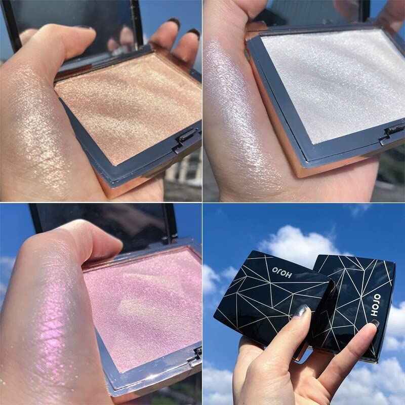 Hojo Highlighter Highlight Shimmering Powder, Waterproof Long Lasting Highlighter's, Highlight Powder Palette,highlighter makeup 10g (PINK) - Image 2