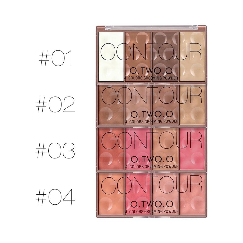 O TWO O Contour Highlighter & Blush Palette, 24g Face Shading Grooming Powder Makeup 4 Colors Long-Lasting Face Make Up (01) - Image 2