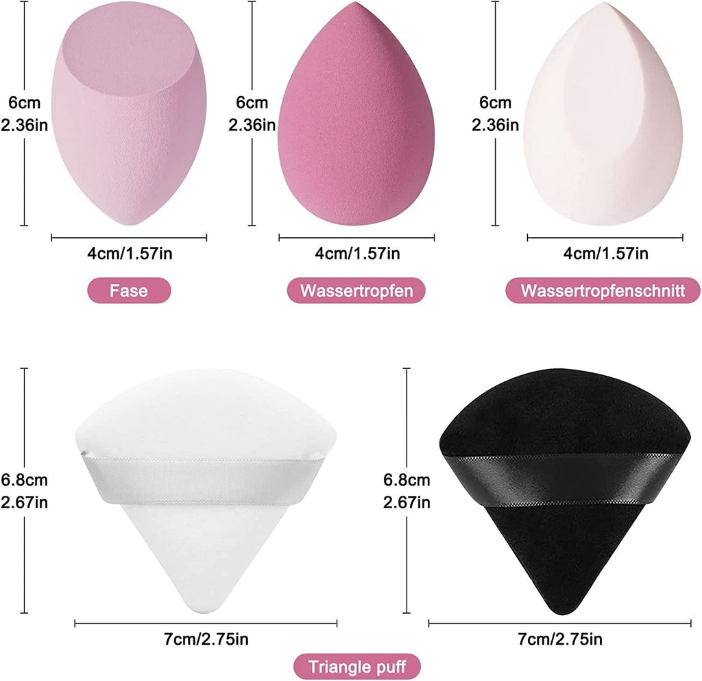 COSLUXE 4 Pcs Makeup Sponge Beauty Blender with Egg Case with 4 Pcs Powder Puff Triangle Soft Powder Sponge Reusable Cosmetic Foundation Wet Dry Makeup Set Multi-colored - Image 4