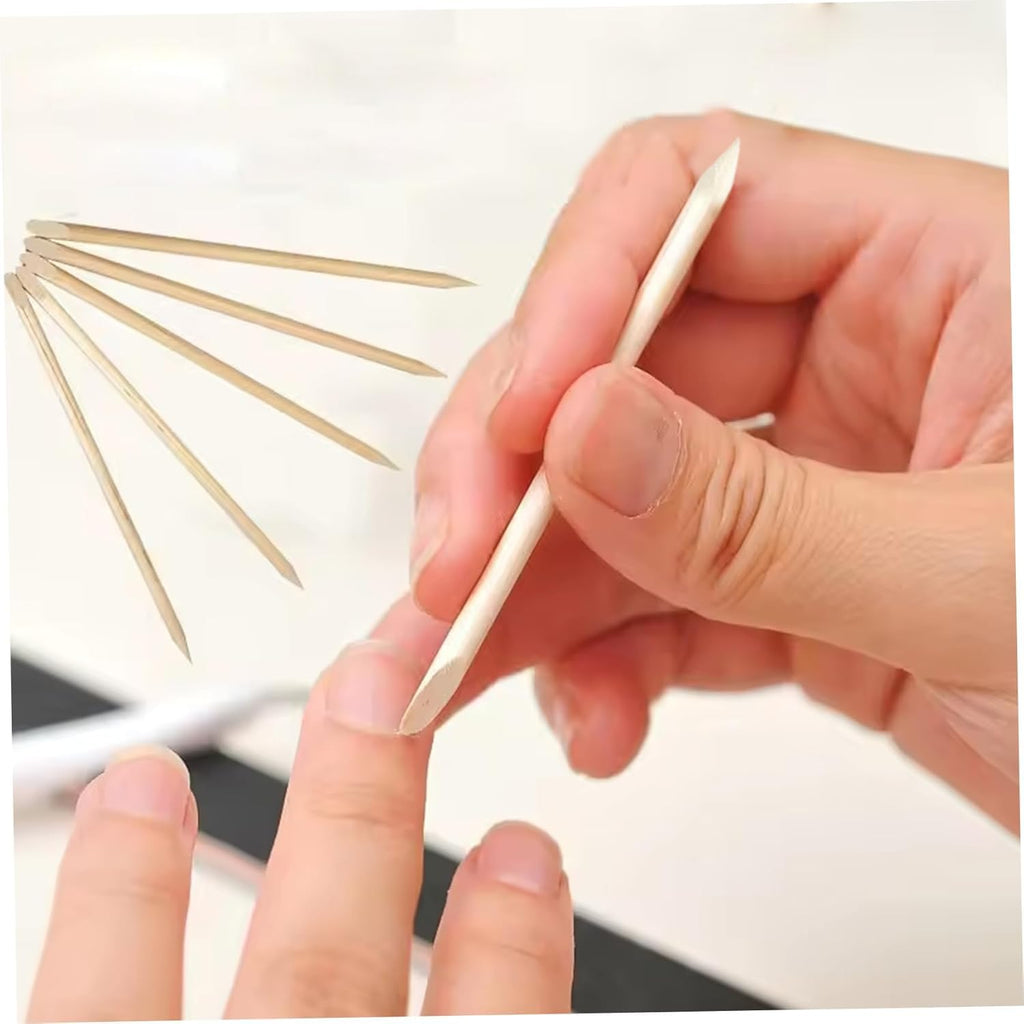 100 PCS Orange Wooden Sticks, Double-End Wood Cuticle Pusher Nail Art Manicure Pedicure Tools - Image 5
