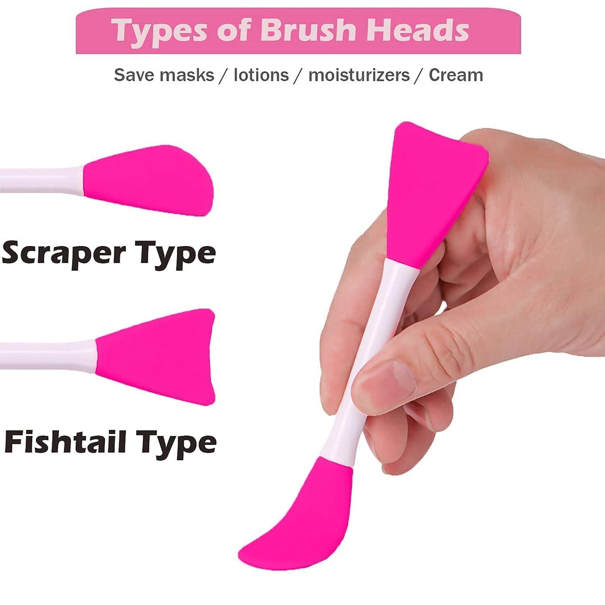 Cosluxe 2 pcs Mask Applicator Silicone Face Brush Face Mud Cream,Clay Mask,DIY,Modeling Masks Brushes DIY Mud Mixing Spatula Double-end Handheld Scoop Skin Care Make up Foundation - Image 5
