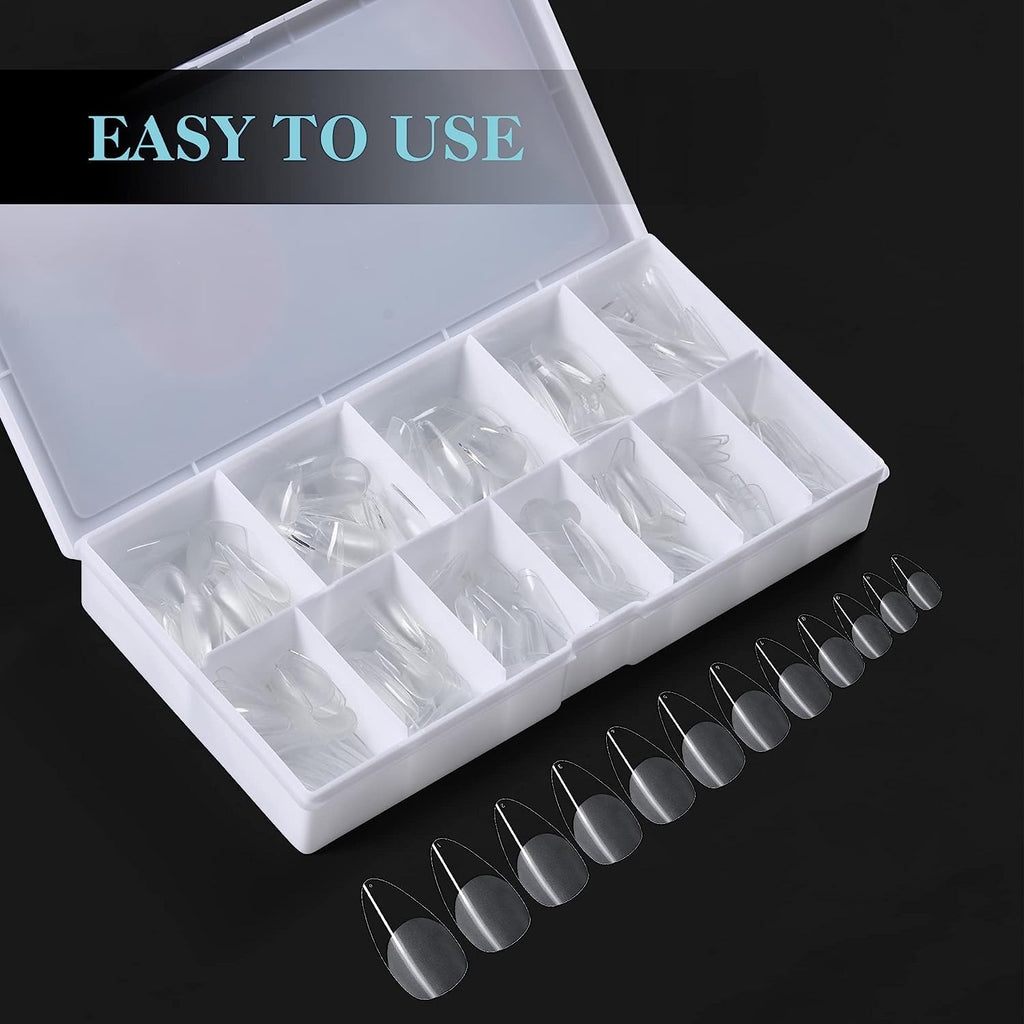 NAILWIND Gel Kit, Soft Tips, False Nails for Art Polish Soak Off Lamp Easy Extensions Acrylic Fake Press on Tips (20 - Short Round, 500 - PCS) - Image 2
