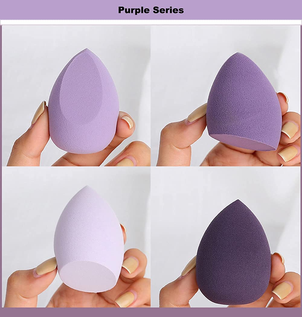 COSLUXE Makeup Sponge Set Beauty Blender with Egg Case, Soft Sponge For Liquid Foundation, Creams, and Powders?Latex Free Wet and Dry Makeup Purple Series, 4 Pcs - Image 3