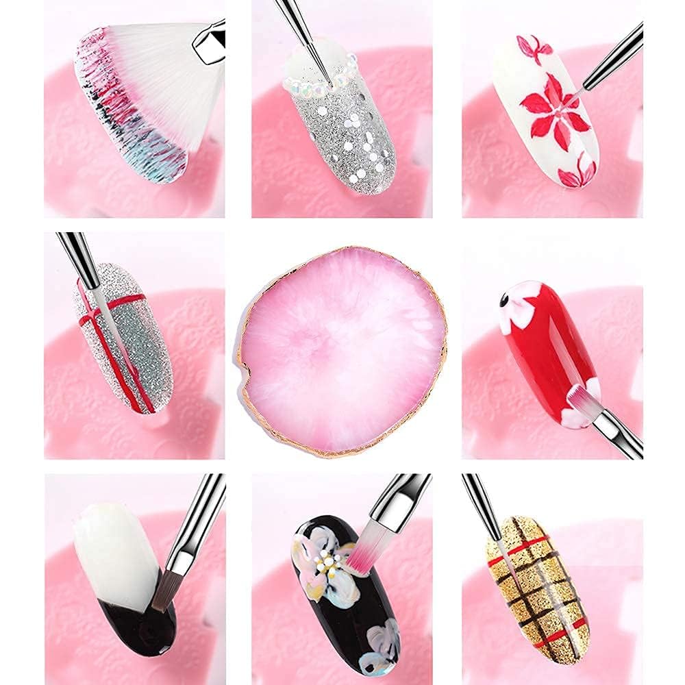 NAILWIND 21 PCS Nail Art Brushes Nail Art Tool kit,1 Nail Art Resin Mixing Palette,15 PCS Nail Art Brushes Set, 5 PCS Dotting Tools, Nail Polish Palette Tools for Women DIY Design Decoration Manicure Tips Supplies - Image 3