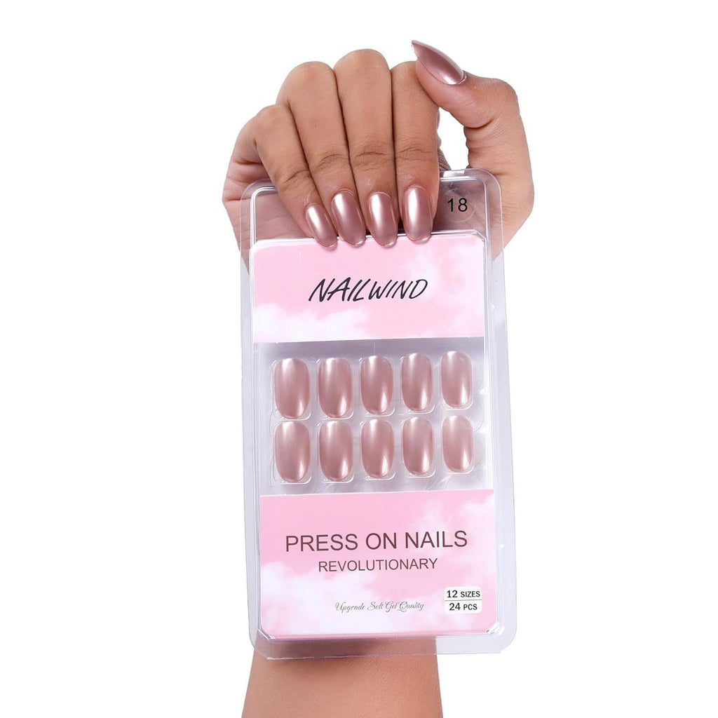 NAILWIND 24 Press on Nails | Natural French Short False Nails | Acrylic Full Cover Nails | Natural Fake Nails Delicate & Comfortable for Women and Girls (V-18) - Image 3