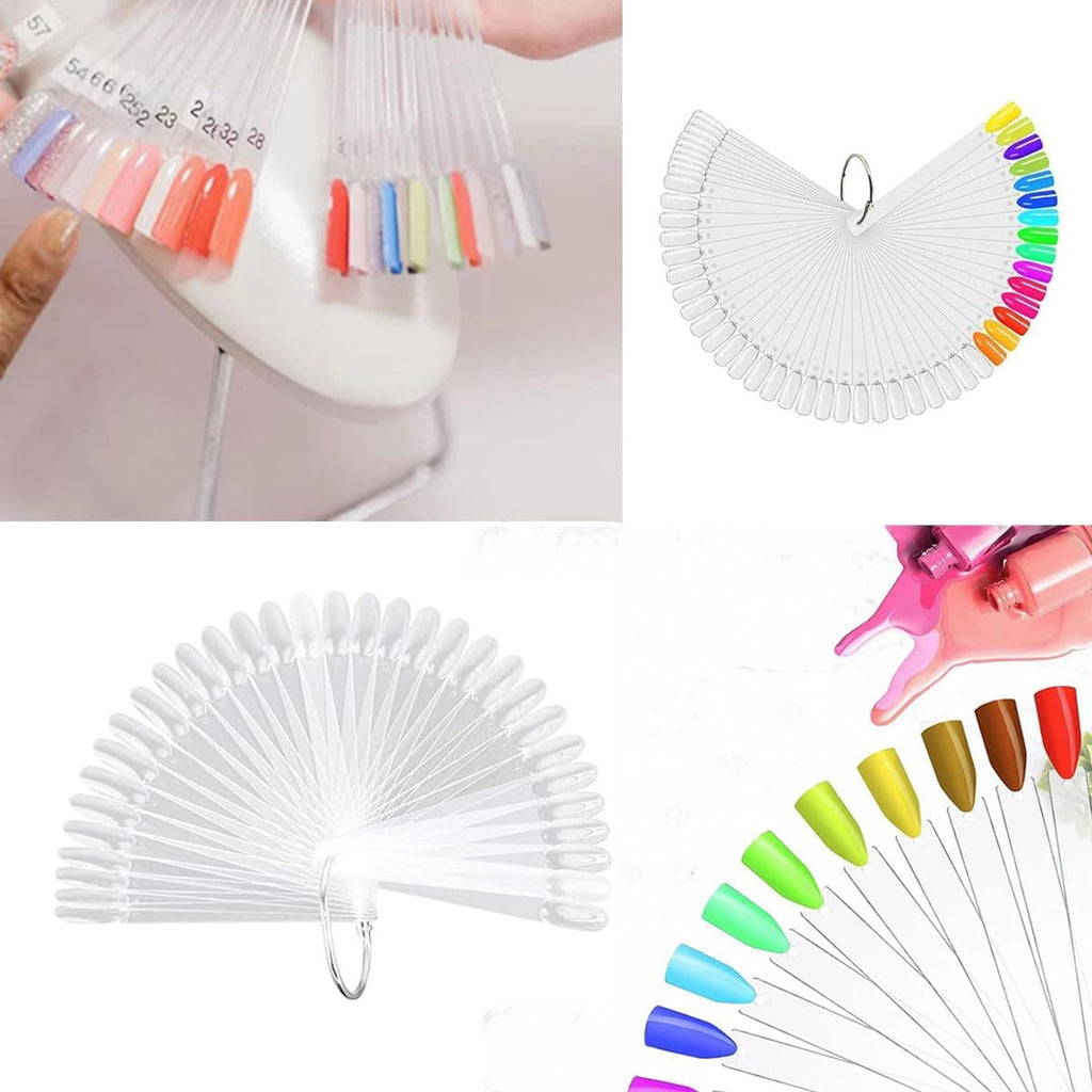NAILWIND Fan Shape Nail Art Polish Display Tips, False Nails Sample Sticks, Nail Practice Color Display, for Nails Home DIY Nails Salon Practice Tools (Fan-shaped CLEAR, 50 - Pcs) - Image 4