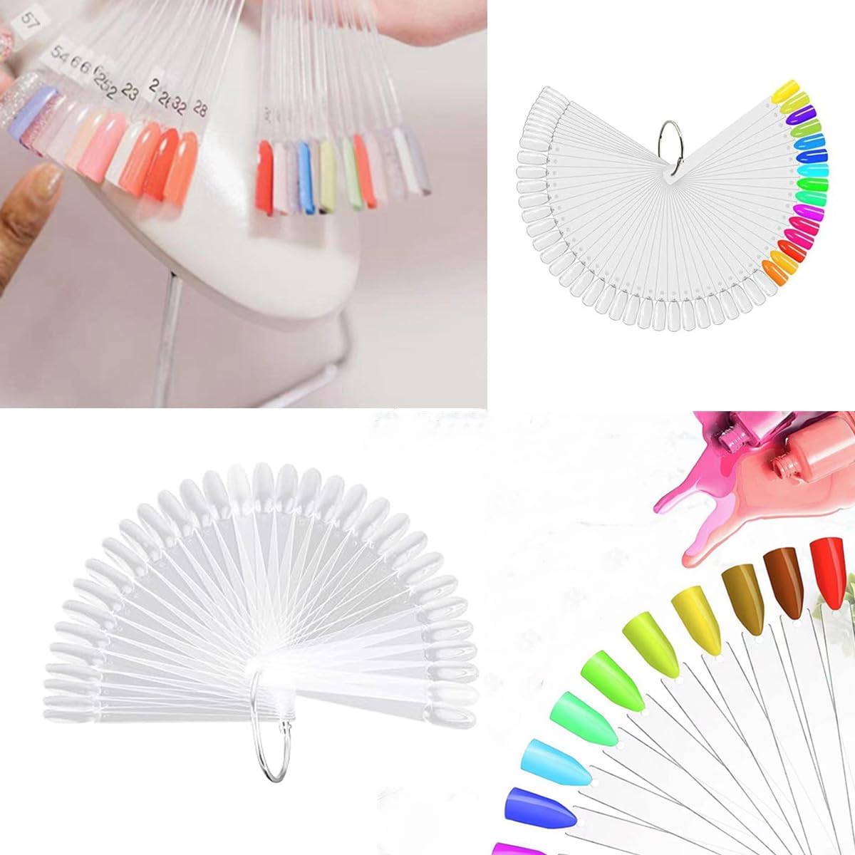 NAILWIND Fan Shape Nail Art Polish Display Tips, False Nails Sample Sticks, Nail Practice Color Display, for Nails Home DIY Nails Salon Practice Tools (Fan-shaped CLEAR, 50 - Pcs) - Image 4