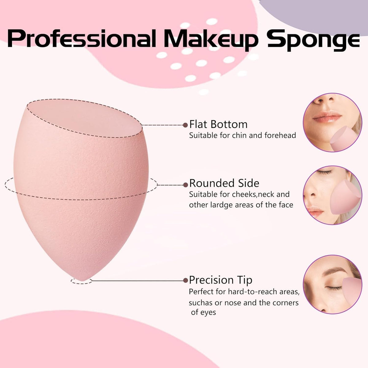 COSLUXE Makeup Sponge Set Beauty Blender with Egg Case, Soft Sponge For Liquid Foundation, Creams, and Powders?Latex Free Wet and Dry Makeup Purple Series, 8 Pcs - Image 8