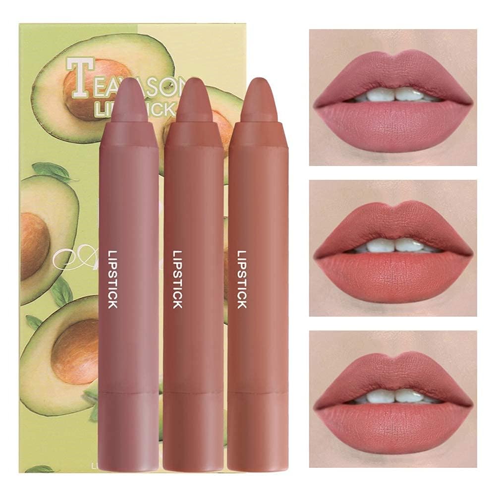 My Colors 3 Colors Smooth Matte Crayon Lipstick Set, Long Lasting Matte Waterproof Not Fade Cream Lipstick Lip Makeup for Women (B - Avocado) - Image 3