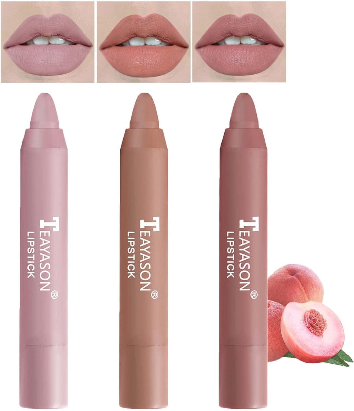 My Colors 3 Colors Smooth Matte Crayon Lipstick Set, Long Lasting Matte Waterproof Not Fade Cream Lipstick Lip Makeup for Women (A - PEACH) - Image 8