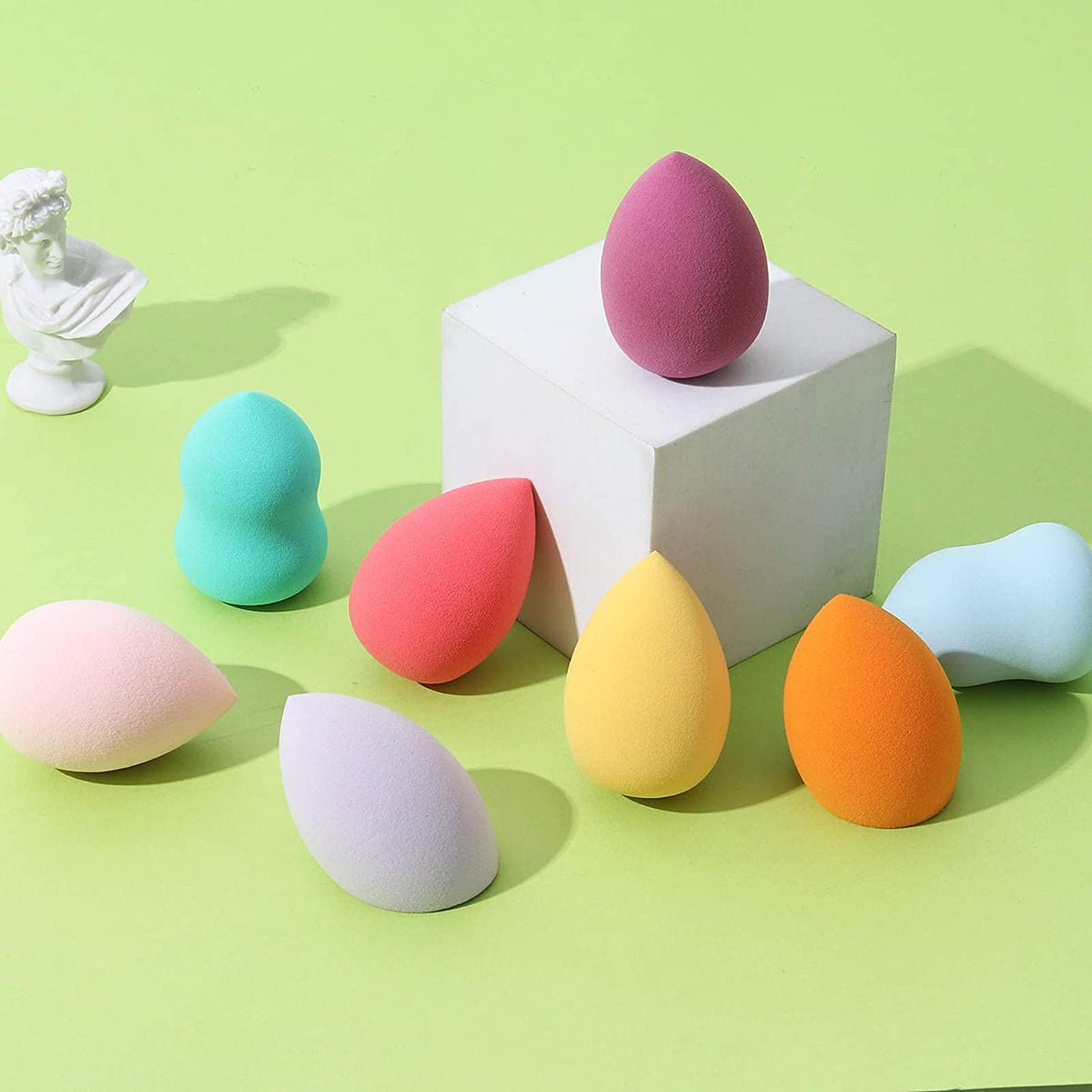 COSLUXE Makeup Sponge Set Beauty Blender with Egg Case, Soft Sponge For Liquid Foundation, Creams, and Powders, Latex Free Wet and Dry Makeup Multi-colored, 8 Pcs - Image 6