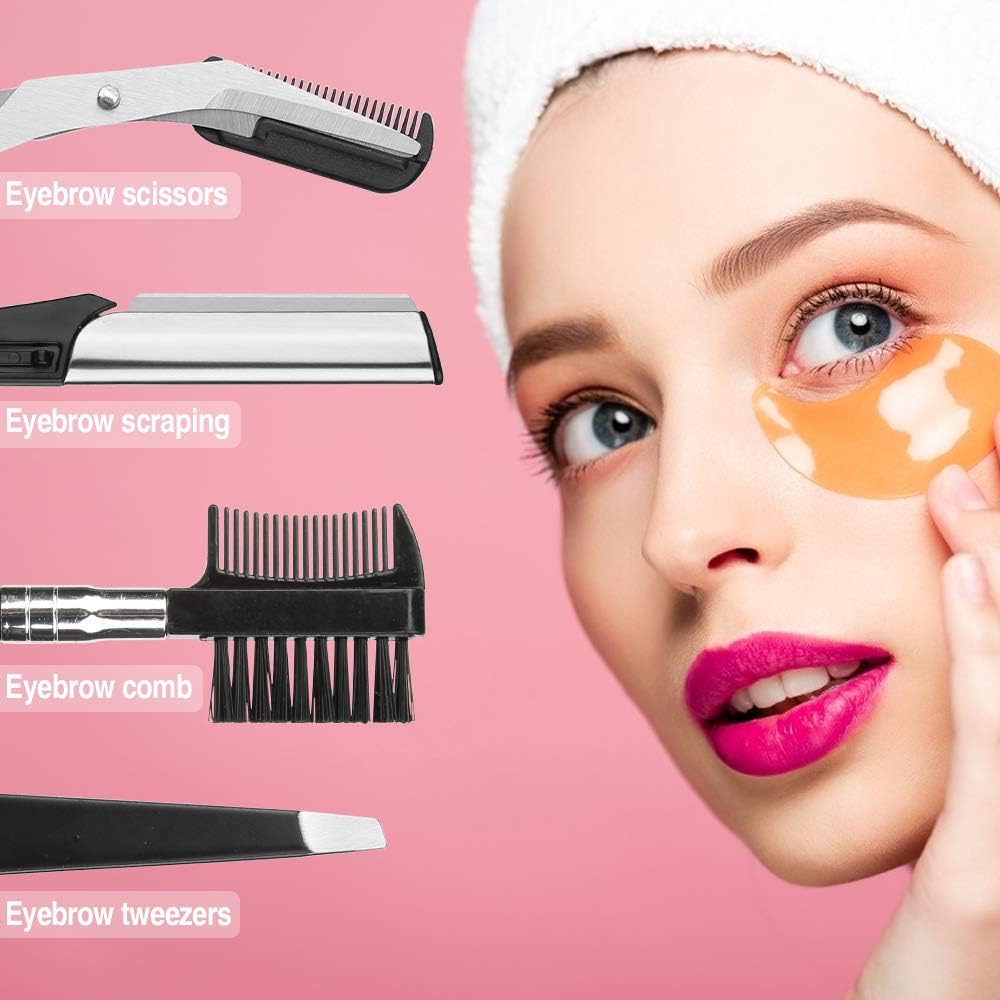 COSLUXE 5 Pcs Eyebrow Trimming Kit | Eyebrow Grooming Set | Tweezers | Scissors | Eyebrow Razor and Eyelash Applicator for Women and girls - Image 5