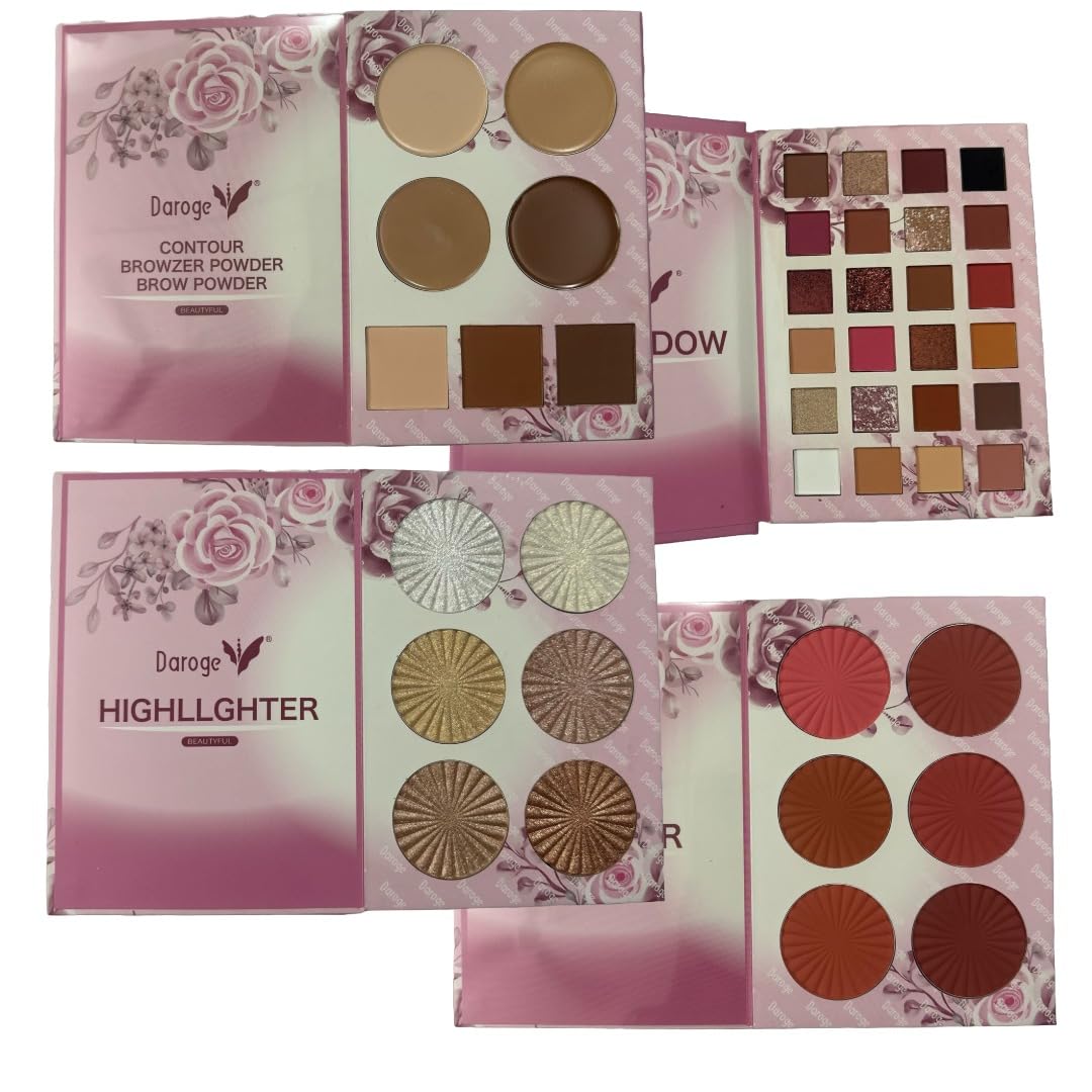 COSLUXE x Daroge All In 1 MakeUp Eyeshadow, Highlighters, Contour, Eyebrow, Blush Palette - Long Wearing Highly Pigmented Glitter Makeup Palette For Women Girls 120g