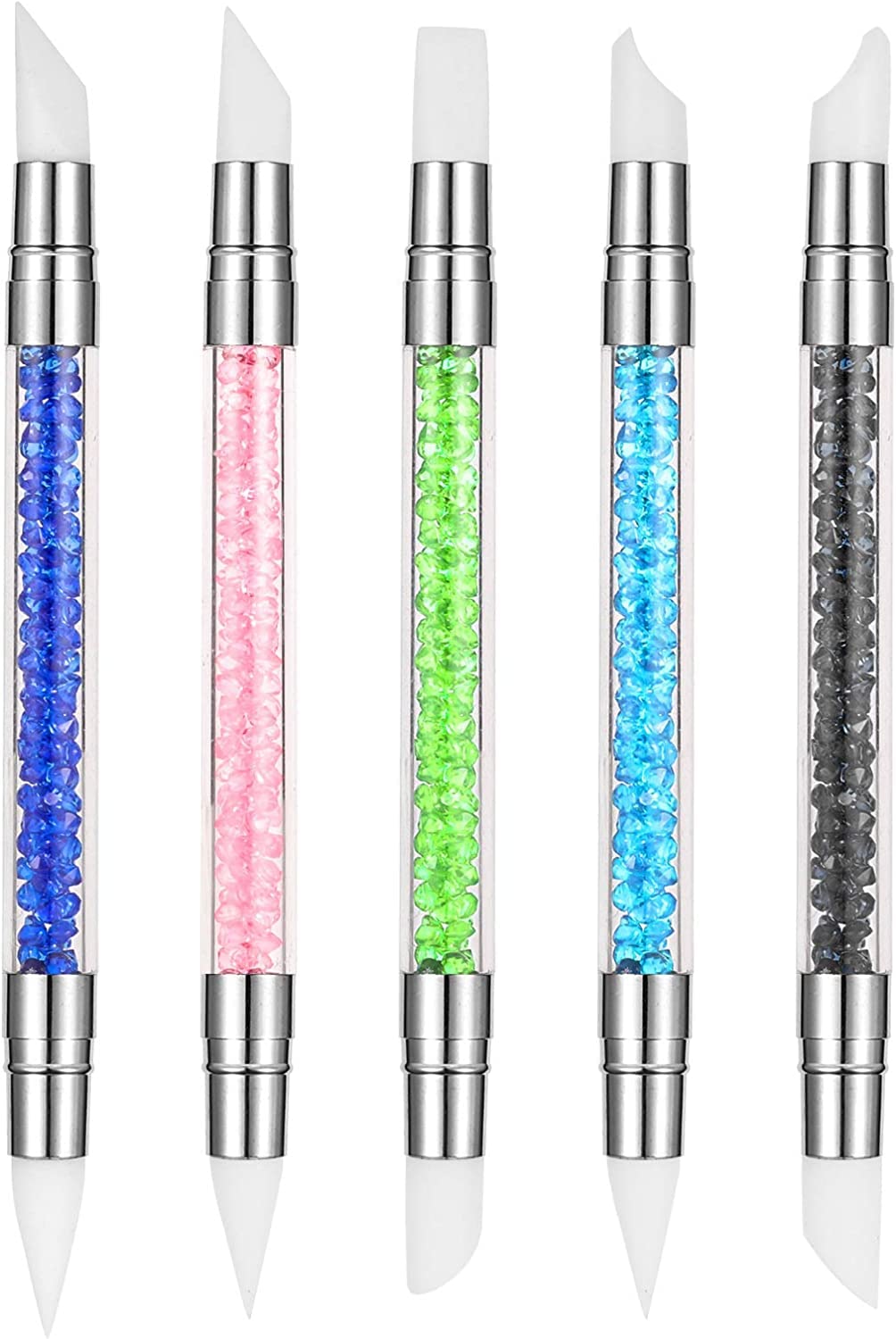 NAILWIND 5 Pcs Dual Nail Tools Nail Art Sculpture Pen,Silicone Head Acrylic Handle Nail Art Brushes,Nail Art Tools for Home Salon