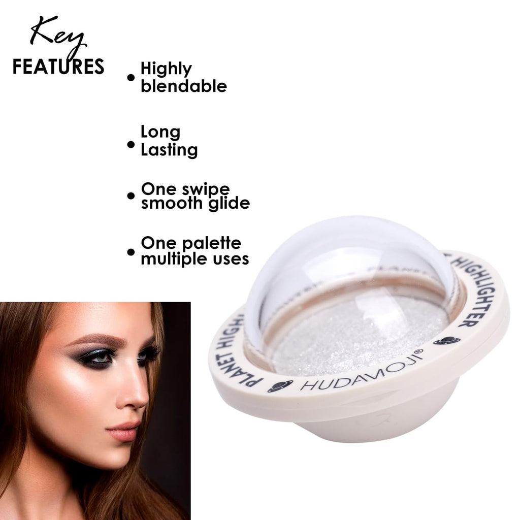 HUDAMOJI Planet Highlighter Collection, 4 Shimmering Shades, Cream Formula (white, 5g) - Image 3