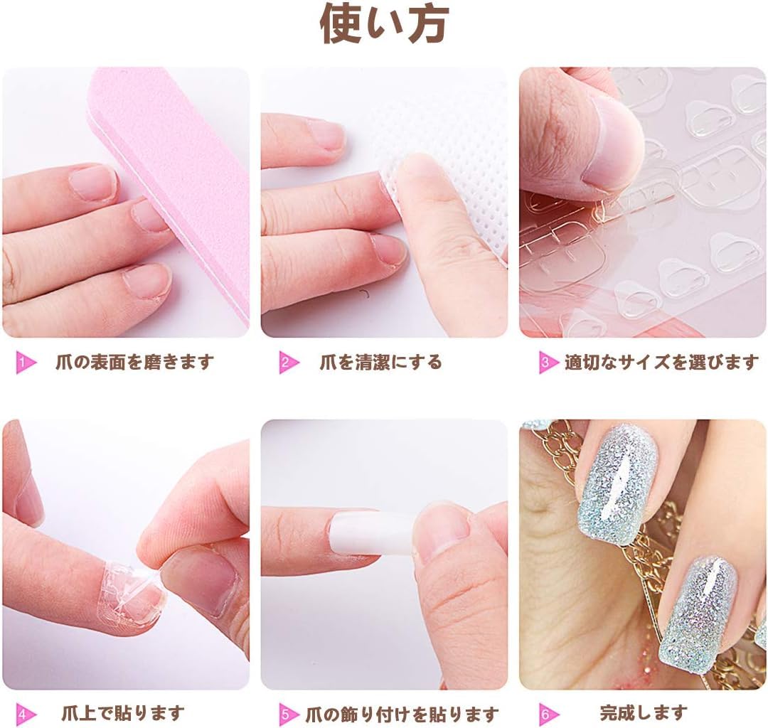NAILWIND Nail Glue Stickers Transparent Double-side Glue Nail Sticker Adhesive Flexible Fake Nail Tips Adhesive Tabs Nail Glue for Women and Girls 6 - Sheets 144 - Pcs - Image 7