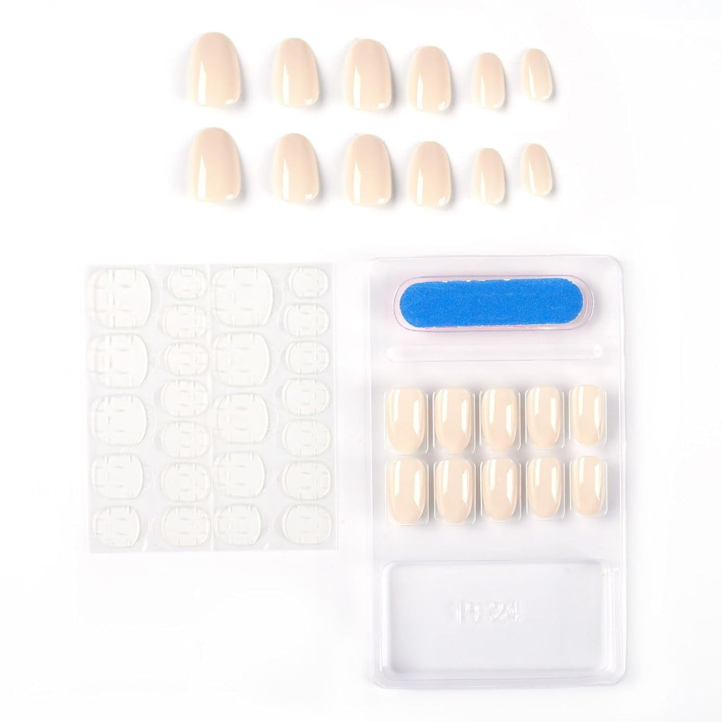 NAILWIND 24pcs Press on Nails | Natural French Short False Nails | Acrylic Full Cover Nails | Natural Fake Nails Delicate & Comfortable for Women and Girls (V-23) - Image 4