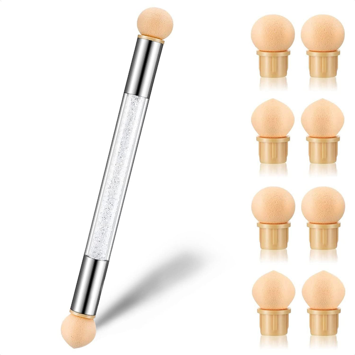 NAILWIND Nail Sponges for Ombre, Nail Art Sponge, Nail Art Tool Pen Dual Head Nail Sponge Brush Picking Dotting Gradient Ombre Nail Pen Brush with 4 Replacement Heads - Image 2