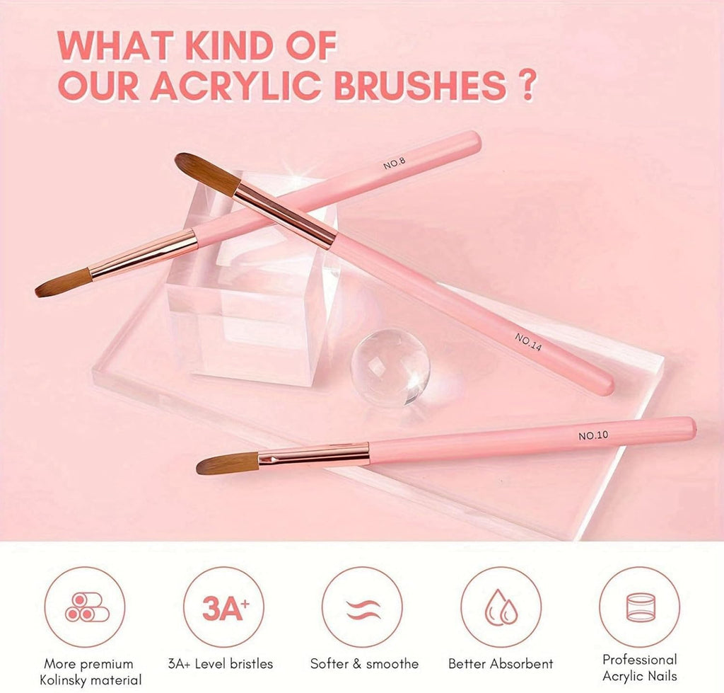 NAILWIND 3PCS Nail Brush, Nail Art Kit Brushes for Nails in Size 8/10/14,Nail Brush for Powder, Nail Polish Pens,3D Manicure Carving Tool,3D Nail Art Tool Nail Art Brush for Gel Nail, Nail Brush Set for Women, - Image 8