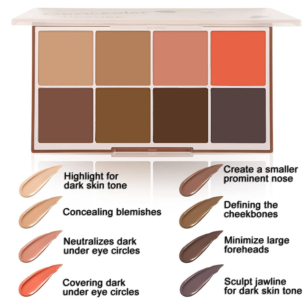 COSLUXE UCANBE Face Concealer Contour Cream Makeup Palette 24.8g - 8 Colors Exquisite Facial Camouflage Contouring Corrector Pallet Full Coverage Make Up Kit (02) - Image 4
