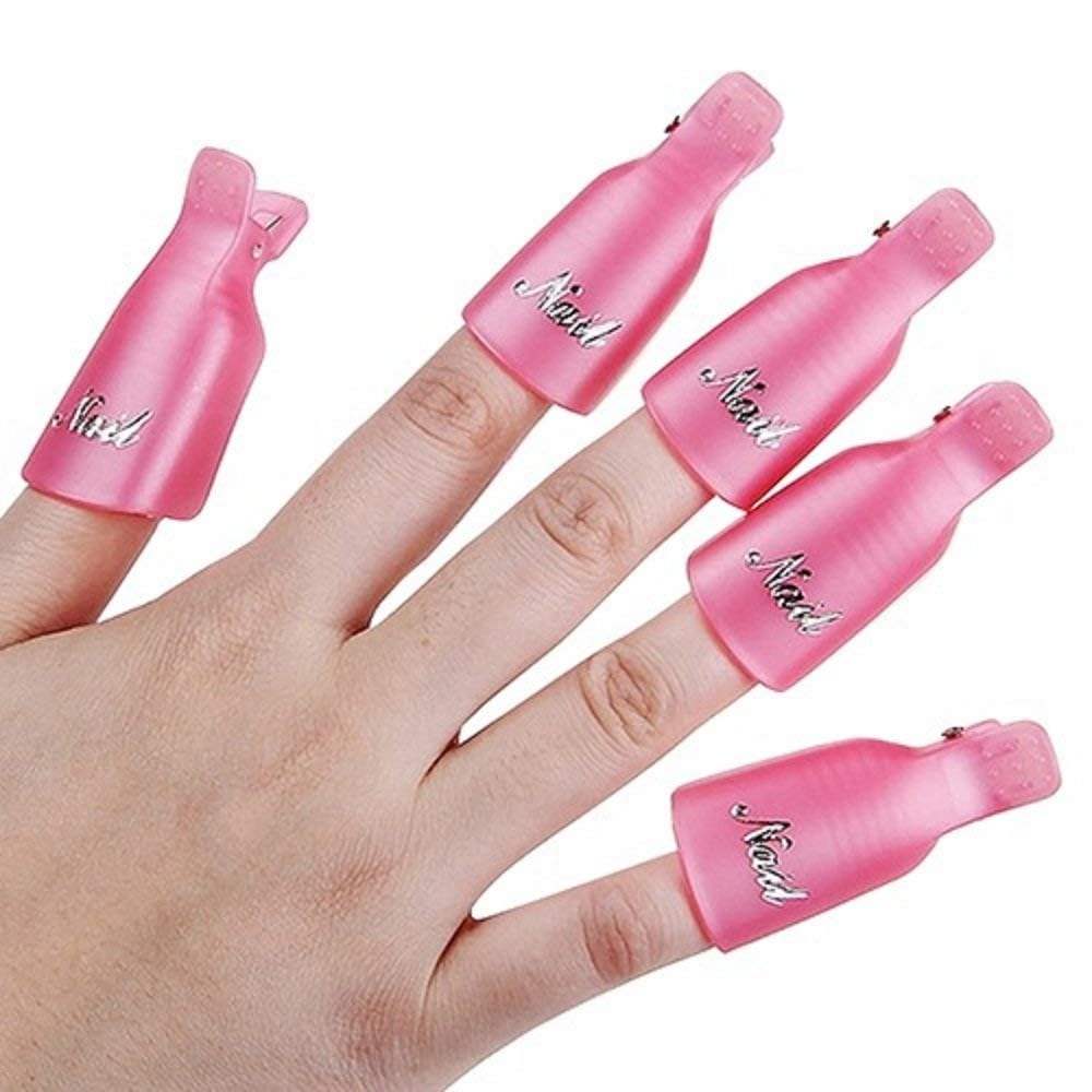 Cosluxe 10Pcs Professional Plastic Acrylic Nail Art Polish Remover Clips UV Gel Wrap Cleaner Soak Off Cap Clip purple - Image 2
