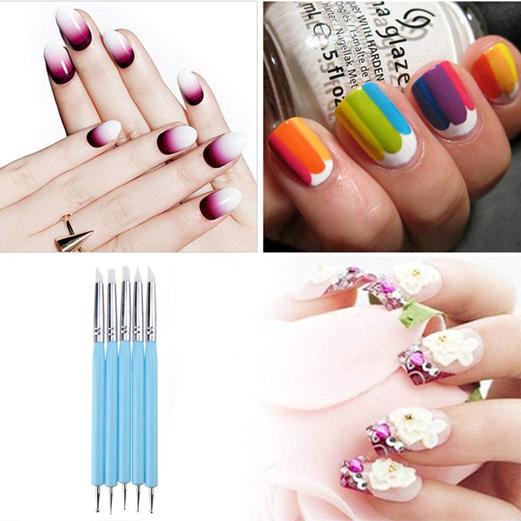 NAILWIND Clay Sculpting Pen 5PCS 2 Way Ball Styluses and Silicone Dual Head UV Gel Carving Pen, Nail Silicone Brushes Set ,Clay Sculpting Tools Modeling Painting Drawing Tool DIY Art Craft (MultiColors, 5 pcs) - Image 5