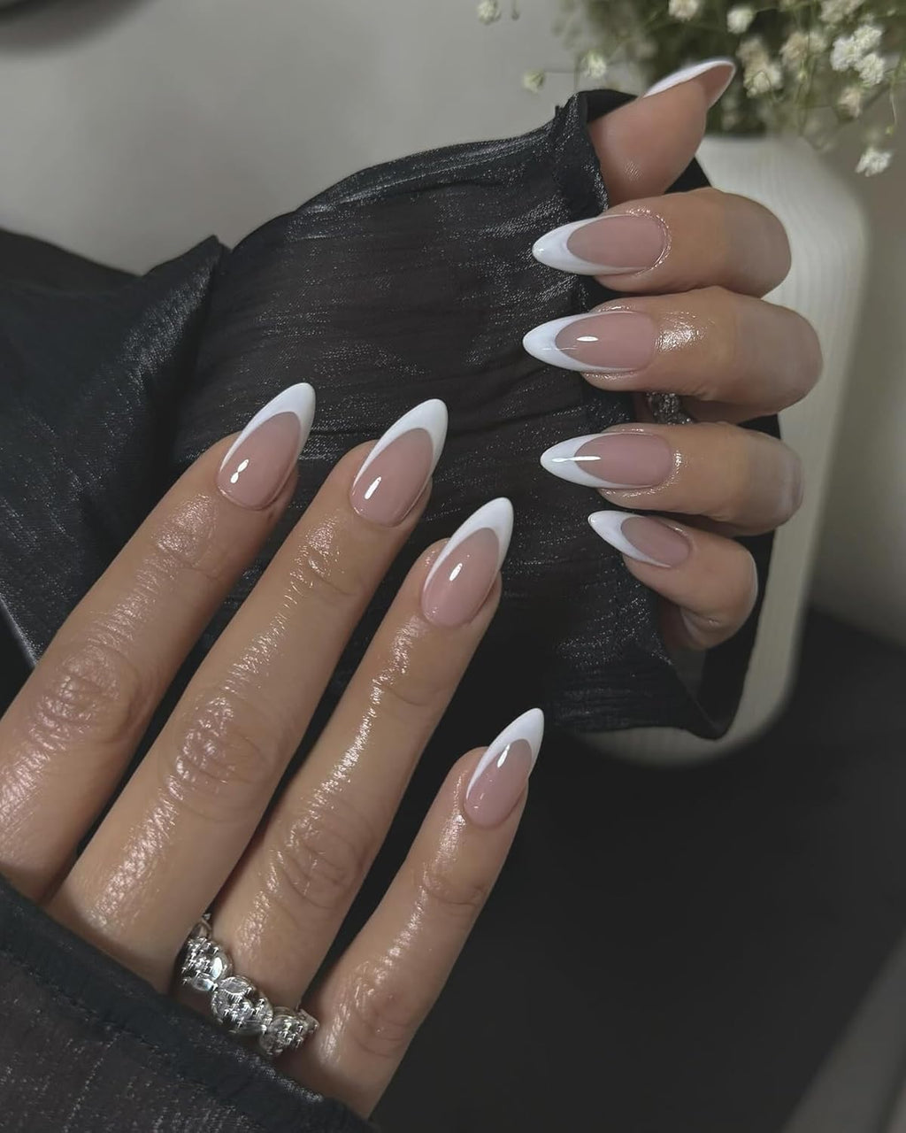 NAILWIND 216Pcs White French Tip Press on Nails Almond Shape Fake Nails, Artificial Nails Extensions Combo in 9 Colors, Full Cover Glossy Nude False Nails Acrylic Nails for Women Girls Finger Nails Design - Image 8