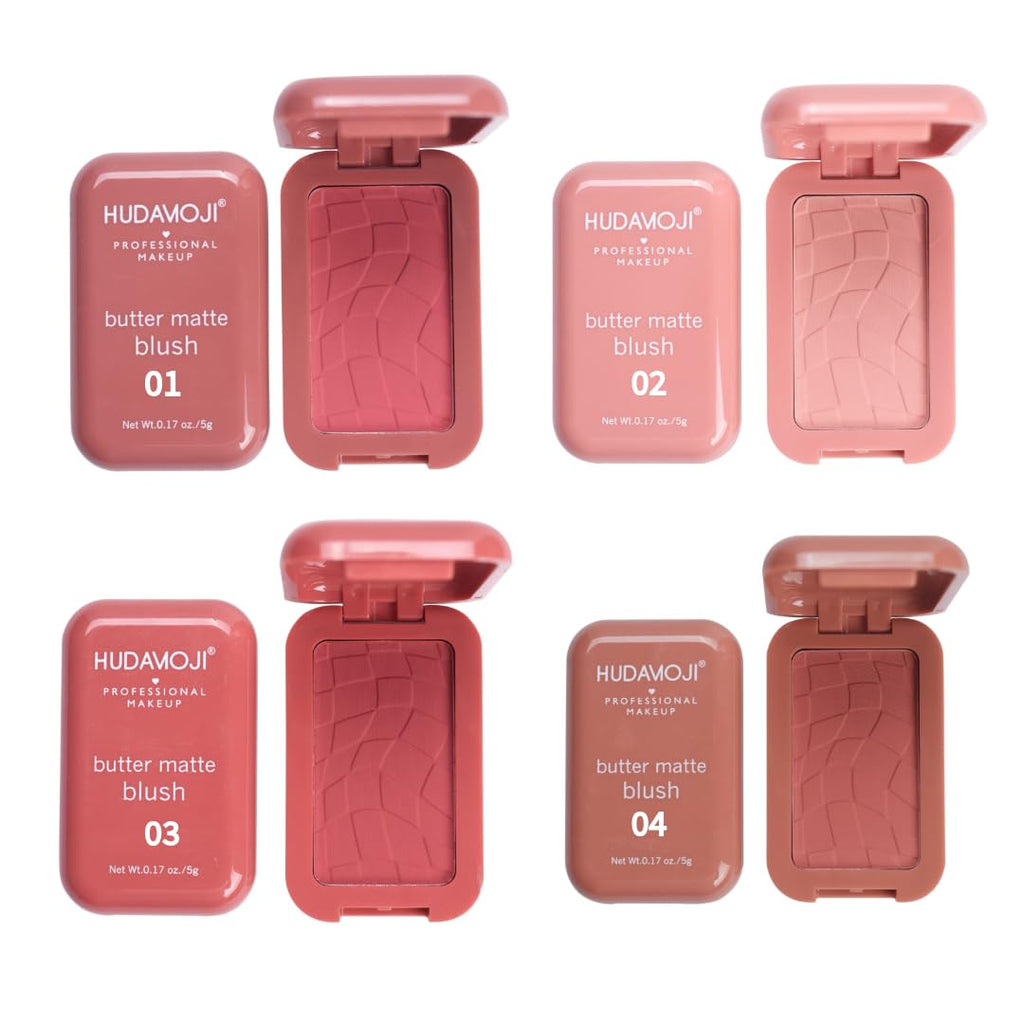 HUDAMOJI Matte Butter Blush Powder | Face Powder Blush for Long-lasting | High Color Rendering and Waterproof Makeup | Up to 12h Wear (01)