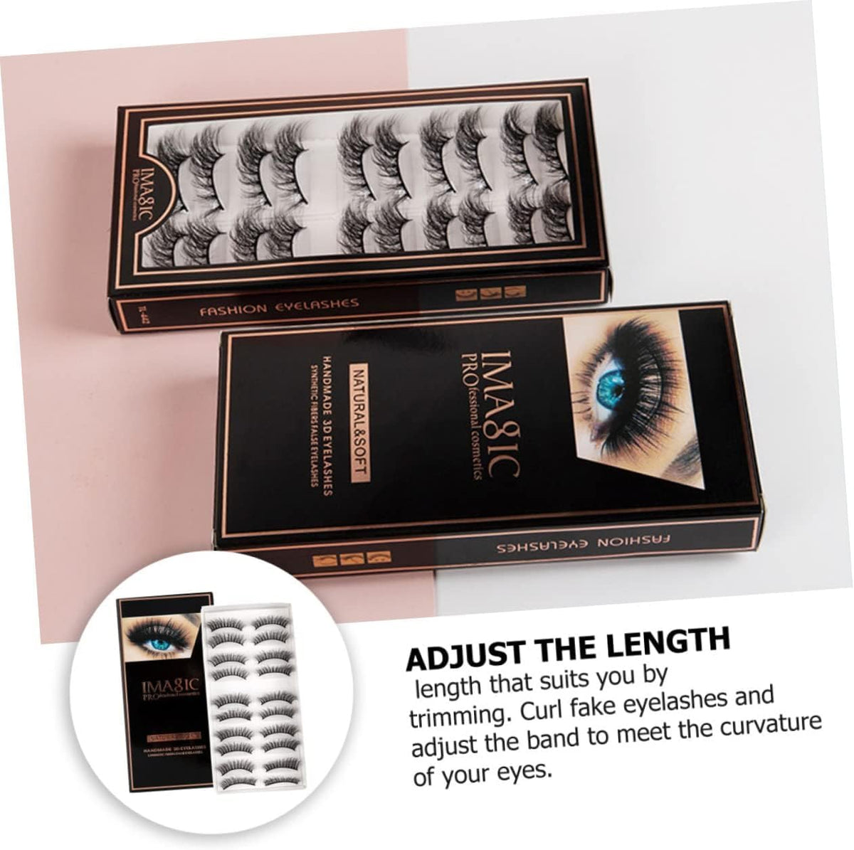 Imagic PROfessional Synthetic Fibers False Eyelashes, Natural & soft 100% Handmade 3D Eyelashes Pack 10 Pairs of 1 box - Image 8
