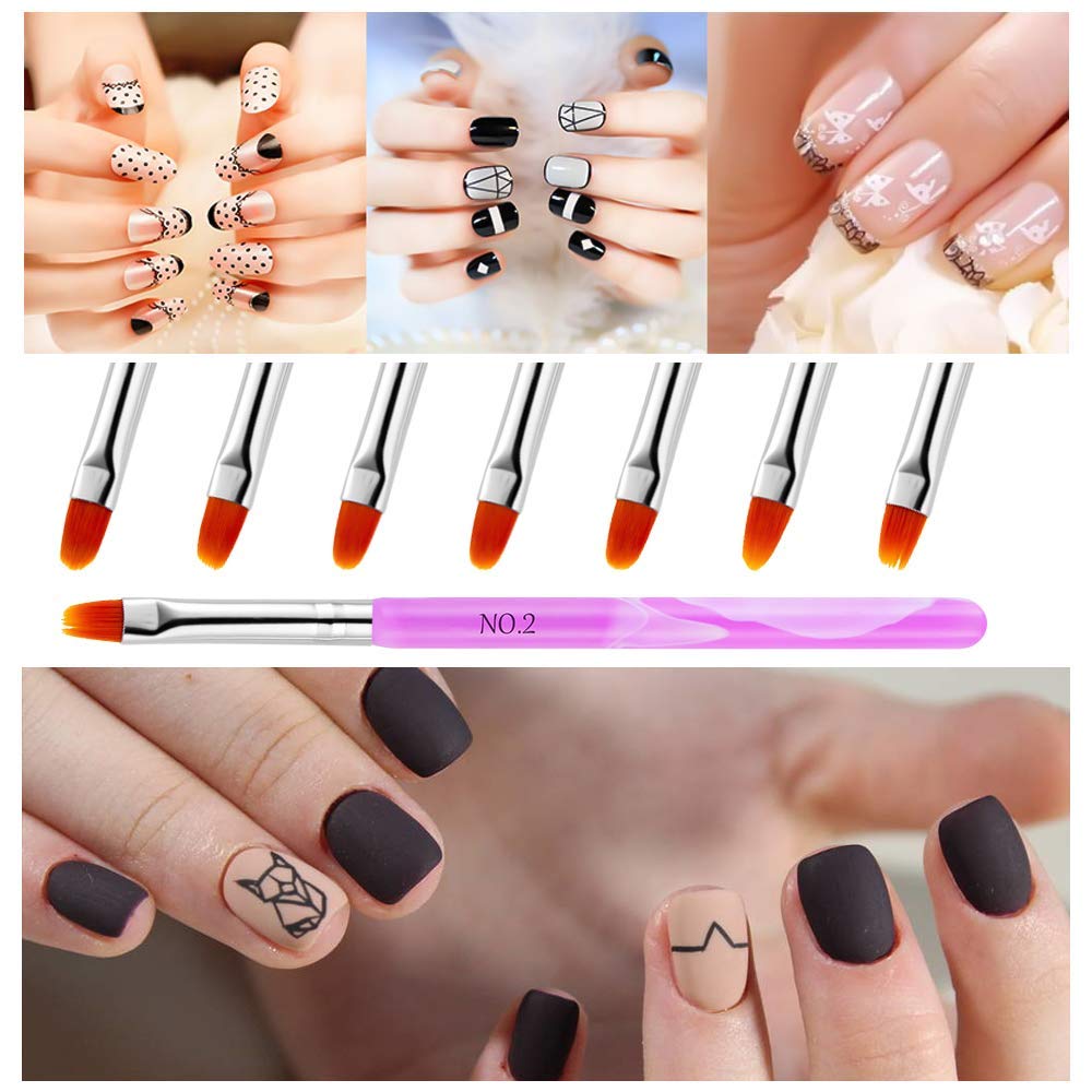 NAILWIND 7 Pcs Nail Art Brush Pen UV Gel Acrylic Nail Brush False Nail Art Tips Builder Gradient Painting Gel Nail Polish Brush Set Tools - Image 8