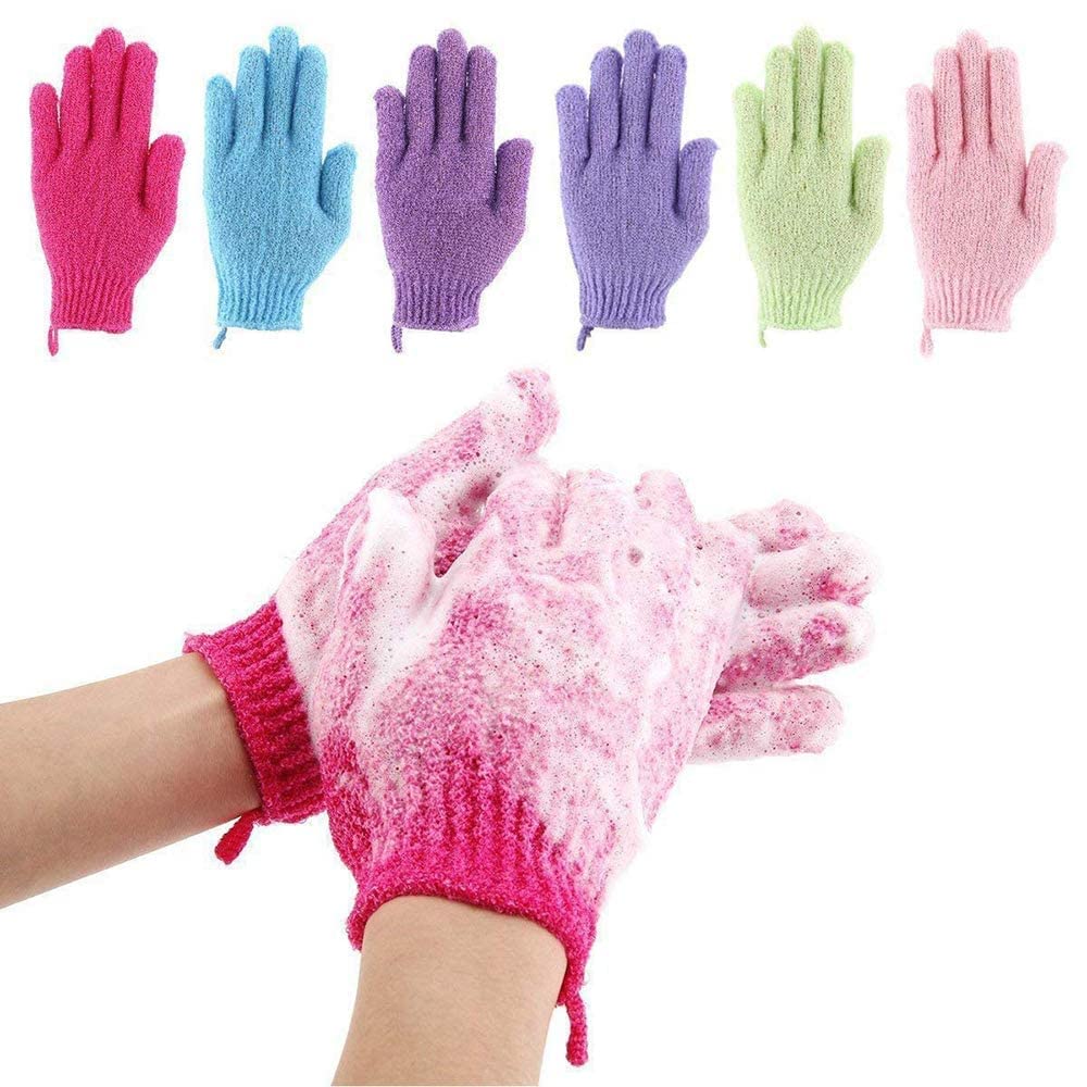 COSLUXE Double Sided Exfoliating Gloves Body Scrubber Scrubbing Glove Bath Mitts Scrubs for Shower, Body Spa Massage Dead Skin Cell Remover, for Men,Women and Children (1 Pairs)