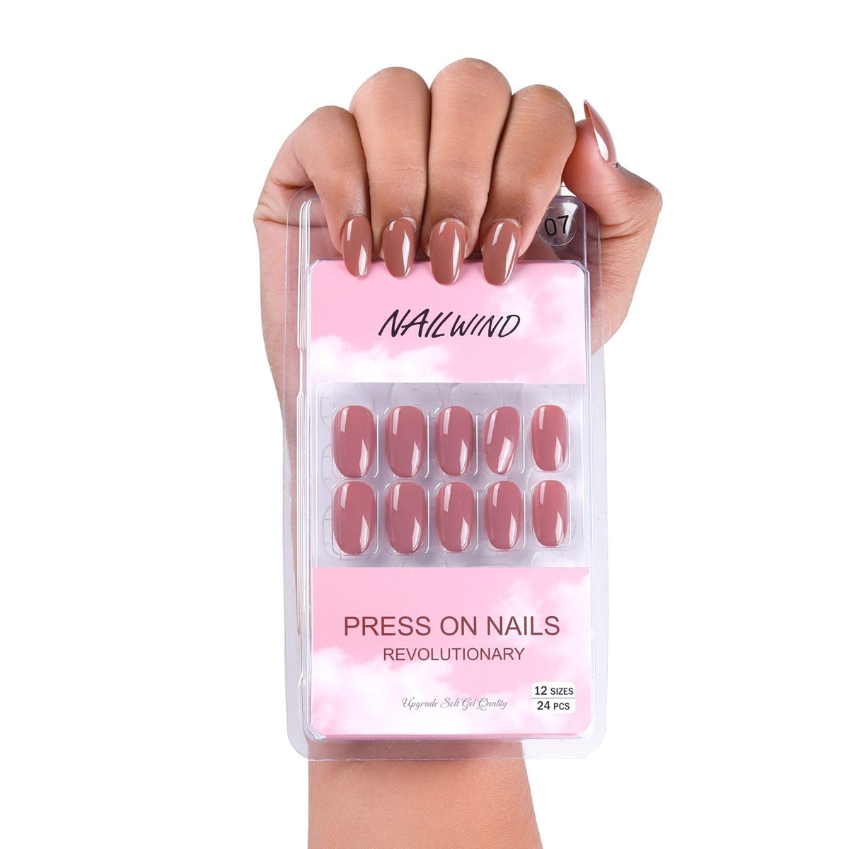 NAILWIND 24 Natural French Short False Nails Acrylic Full Cover Nails,Natural Fake Nails Delicate & Comfortable for Women and Girls (N07, 24 Count -Pack of 1) - Image 2