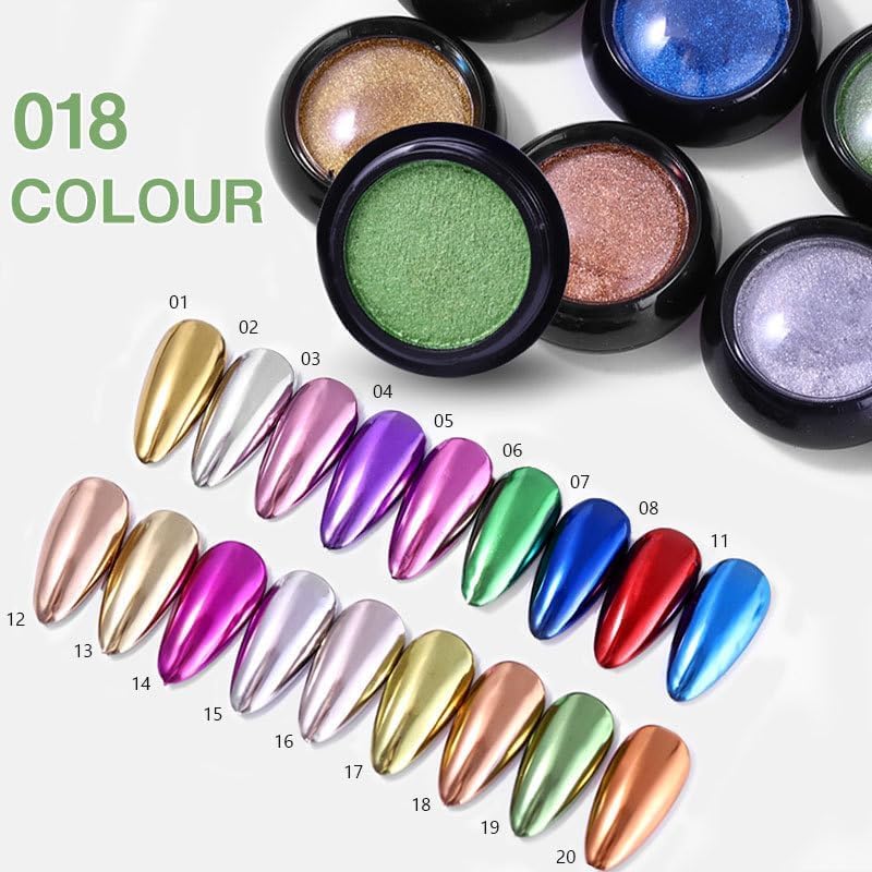 NAILWIND Pink Purple Colors Chrome Nail Powder Set, Reflective Glitter Metallic Mirror Effect for Nails Art Design 3D Holographic Silver Rose Gold Pigment 1- PCS - Image 8