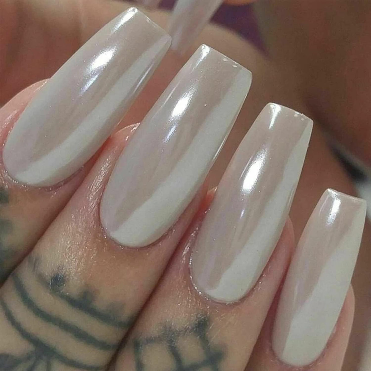 NAILWIND White Pearl Chrome Nail Powder Solid Glitter Fairy Shell Nails Art Powder Holographic Ice Transparent Aurora Moonlight Manicure Pigment with Tool - Image 2