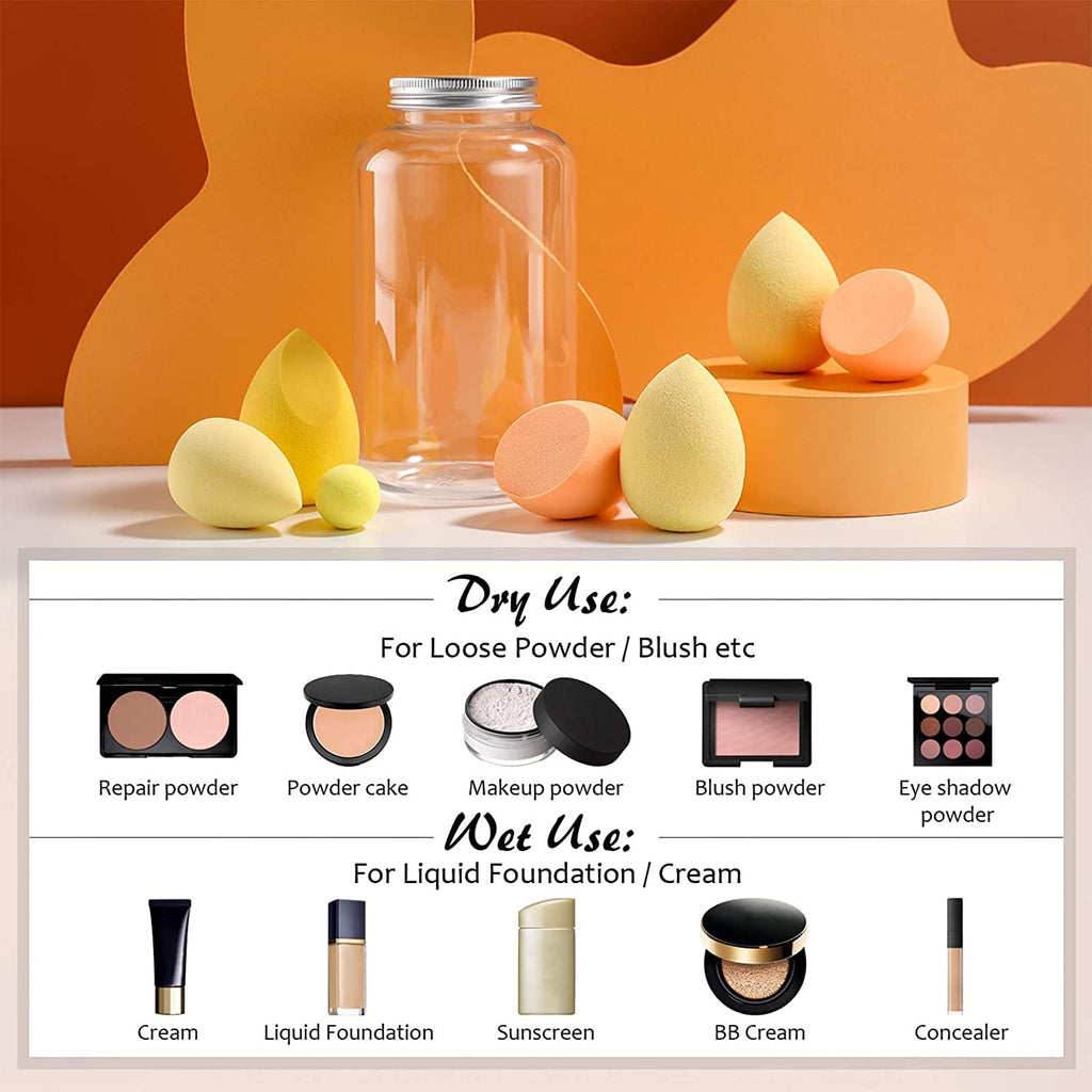 COSLUXE Makeup Sponge Set Beauty Blenders with Egg Case, Soft Sponge For Liquid Foundation, Creams, and Powders Latex Free Wet and Dry Makeup Multicolors, 4 Big + 3 Mini -7 Pcs set - Image 6